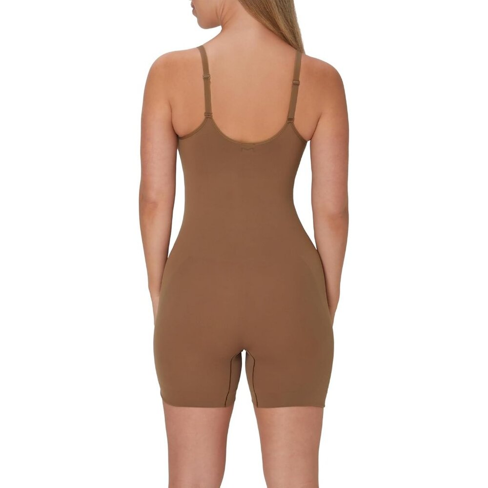 Women's Shapewear Slimmer Seamless Tummy Control Bronzed Mid-Thigh Bodysuit - Picture 2 of 5